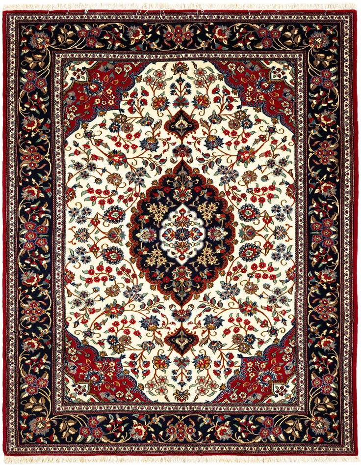 Detail image of 5' x 8' 6 Hand Knotted Qom Persian Rug