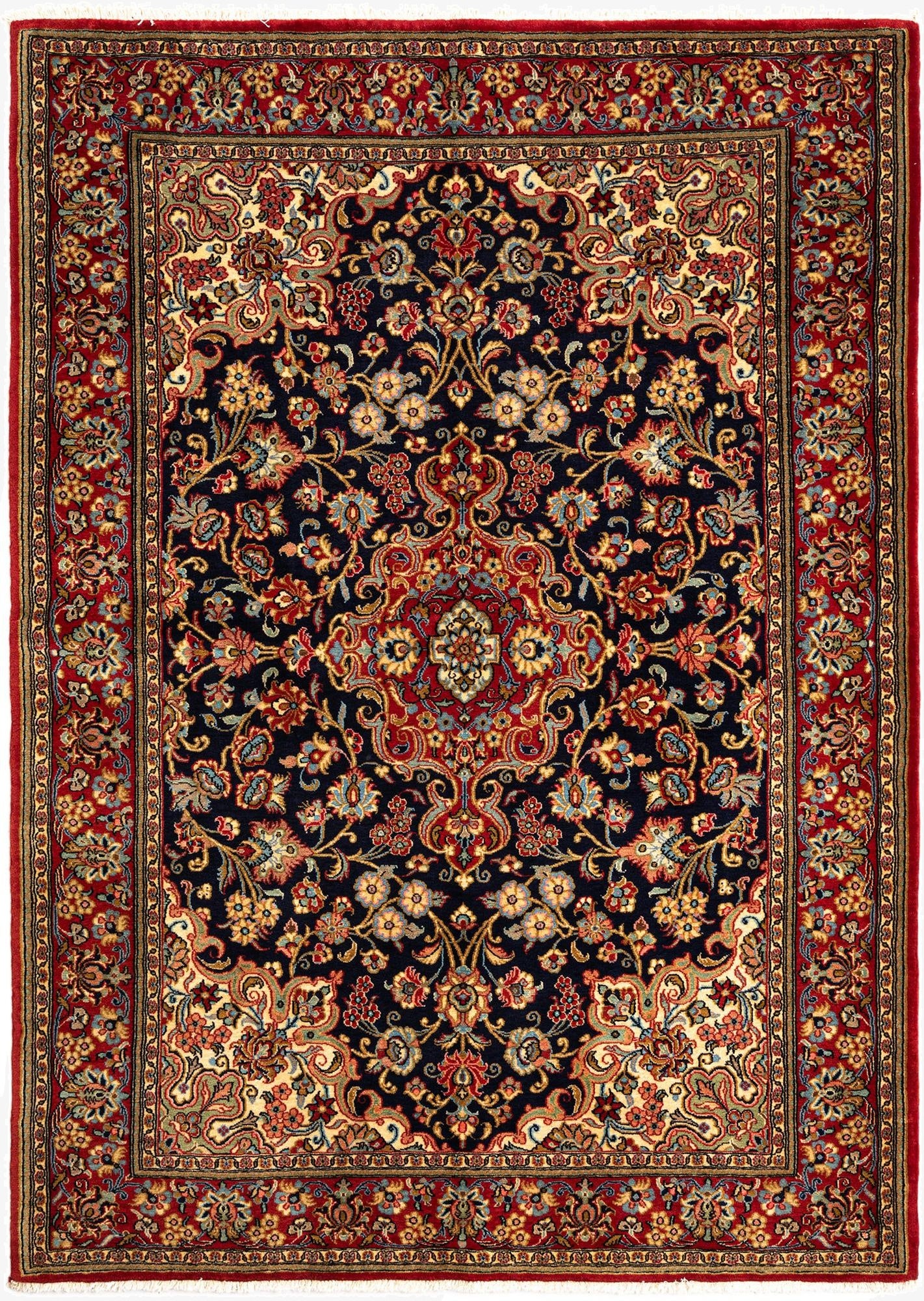 4' 8 x 6' 6  Hand Knotted Qom Persian Rug