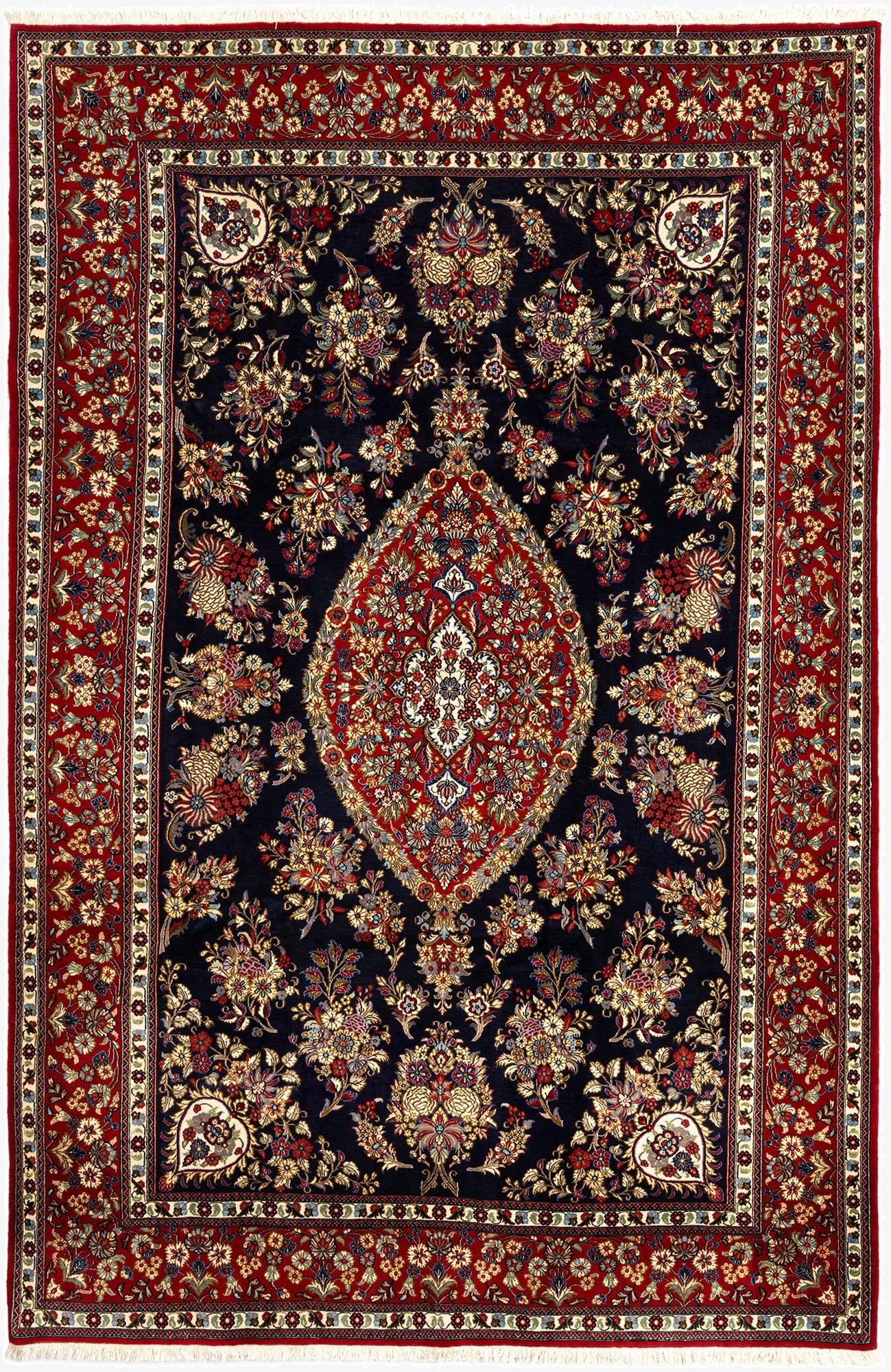 6' 6 x 10'  Hand Knotted Qom Persian Rug