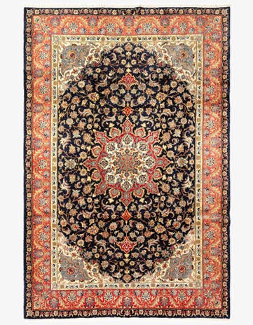 6' 7 x 9' 10 Hand Knotted Qom Persian Rug