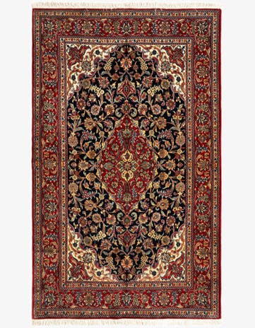 4' 6 x 7' 5 Hand Knotted Qom Persian Rug