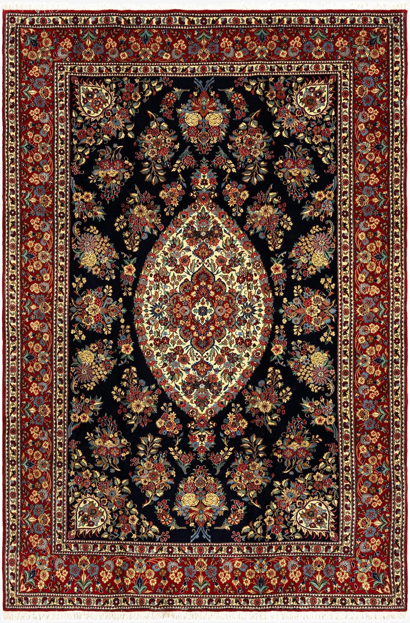 6' 8 x 9' 9  Hand Knotted Qom Persian Rug