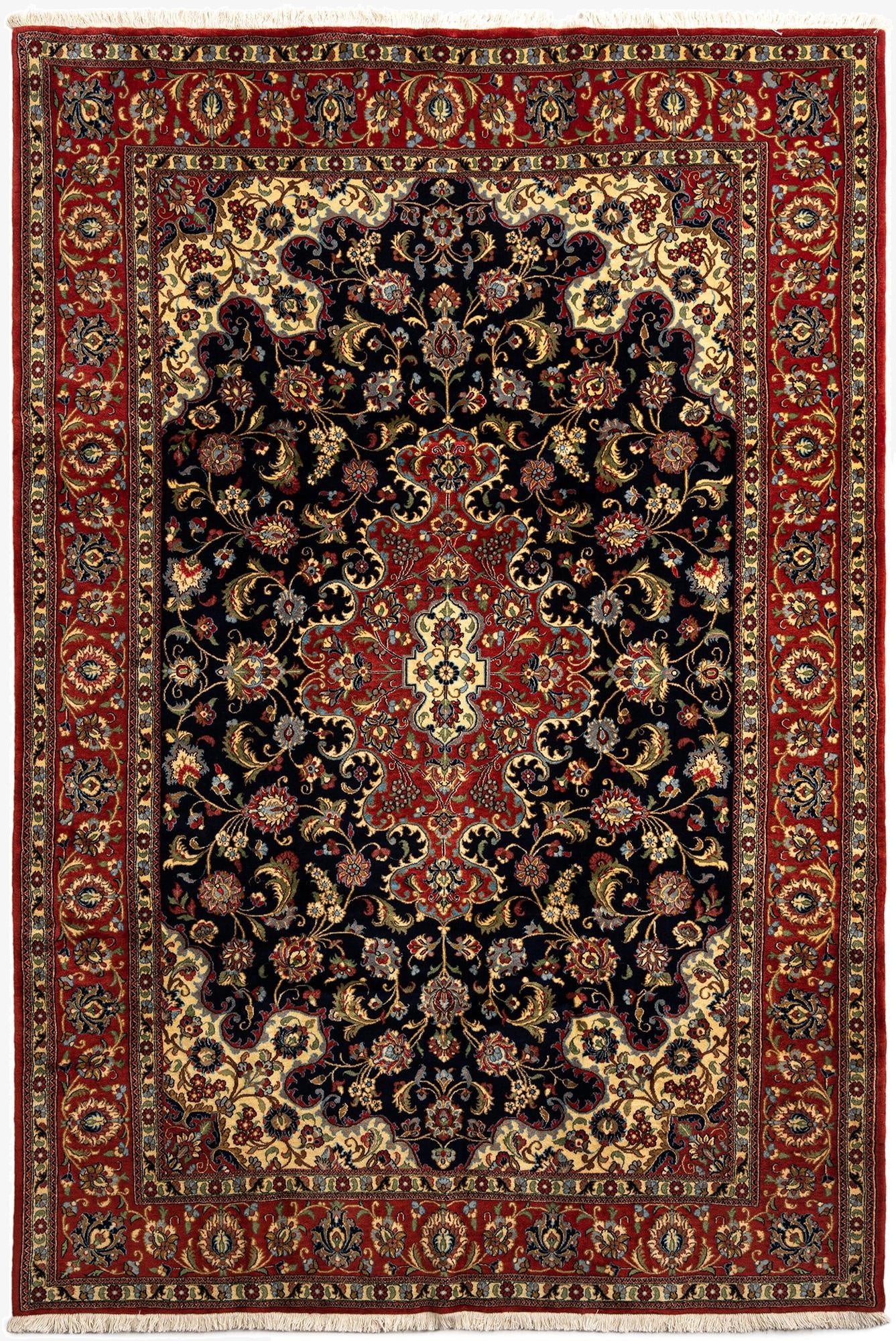 6' 8 x 9' 11  Hand Knotted Qom Persian Rug