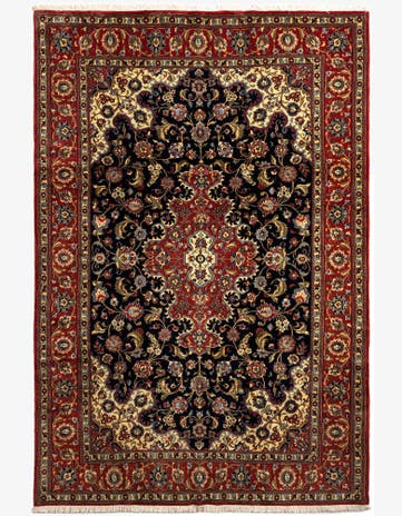 6' 8 x 9' 11 Hand Knotted Qom Persian Rug