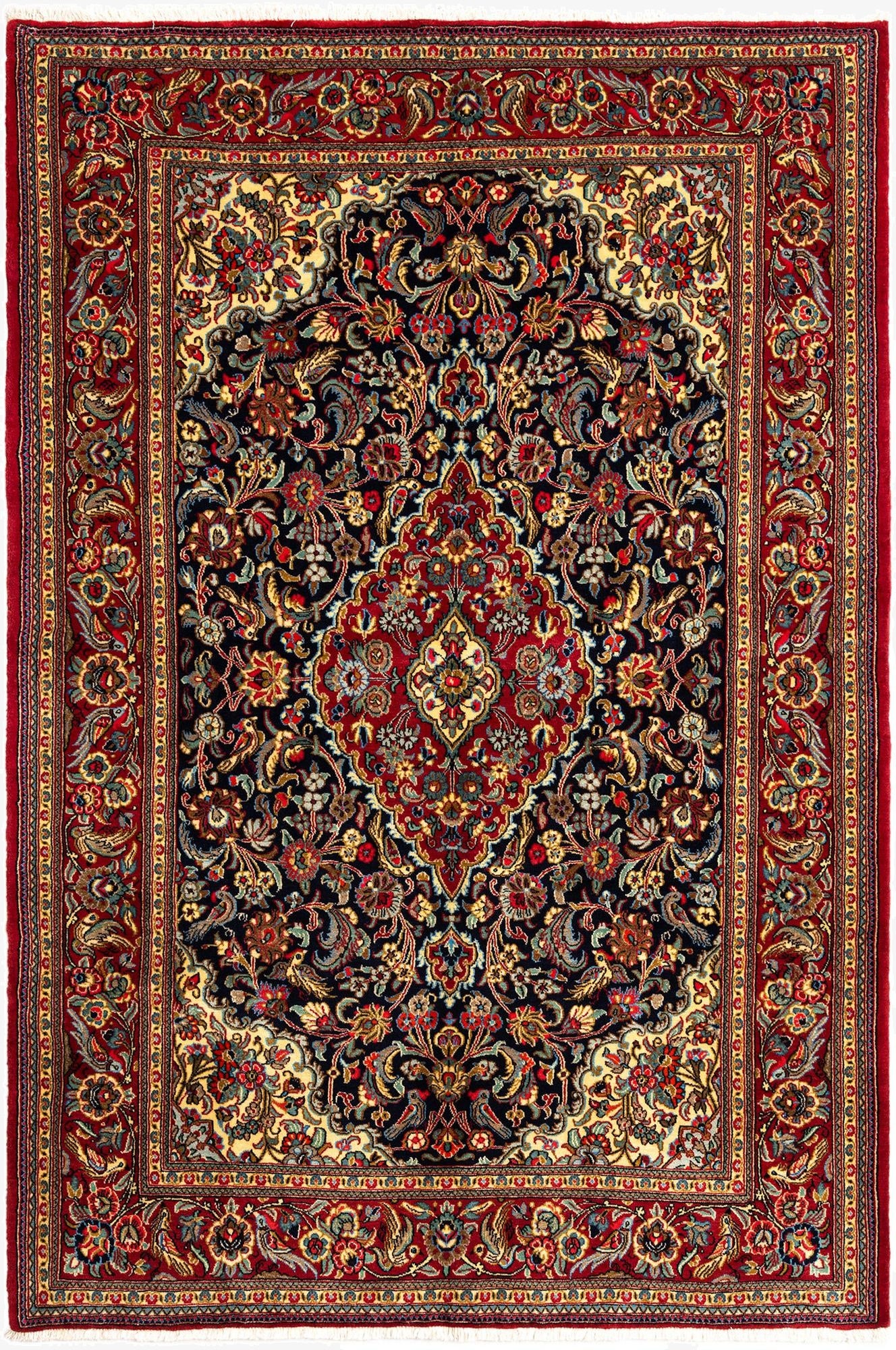 4' 8 x 7' 1  Hand Knotted Qom Persian Rug