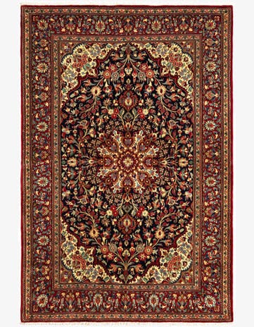 4' 8 x 7' 1 Hand Knotted Qom Persian Rug