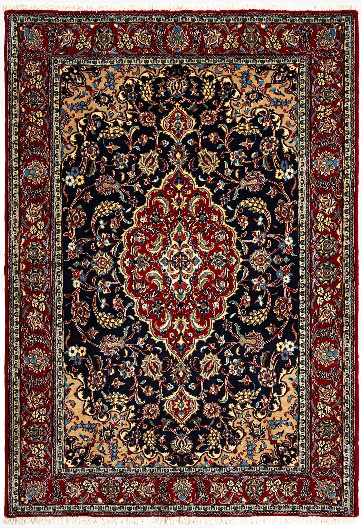 4' 8 x 6' 9  Hand Knotted Qom Persian Rug