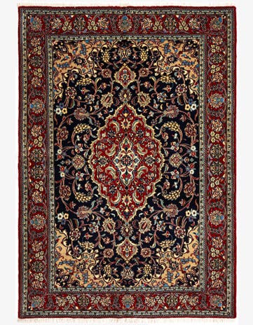 4' 8 x 6' 9 Hand Knotted Qom Persian Rug