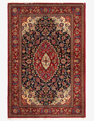 4' 6 x 6' 9 Hand Knotted Qom Persian Rug