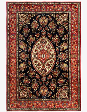 6' 7 x 9' 8 Hand Knotted Qom Persian Rug