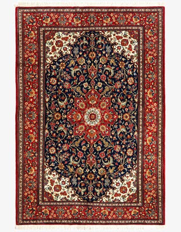 4' 9 x 7' 1 Hand Knotted Qom Persian Rug