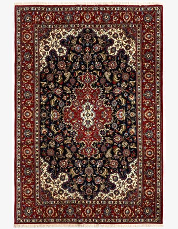 6' 7 x 9' 9 Hand Knotted Qom Persian Rug