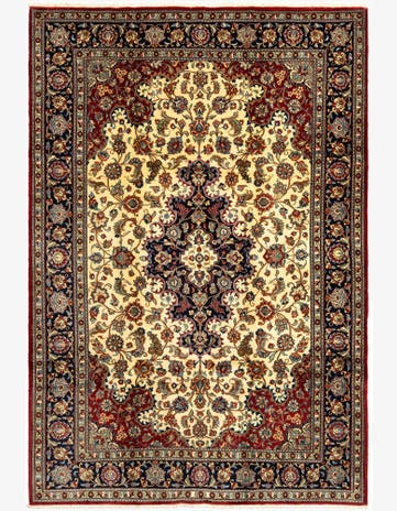 6' 7 x 9' 8 Hand Knotted Qom Persian Rug