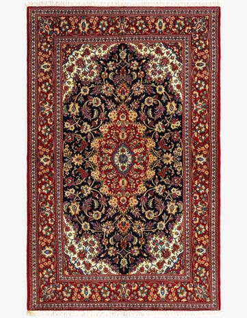4' 9 x 7' 5 Hand Knotted Qom Persian Rug