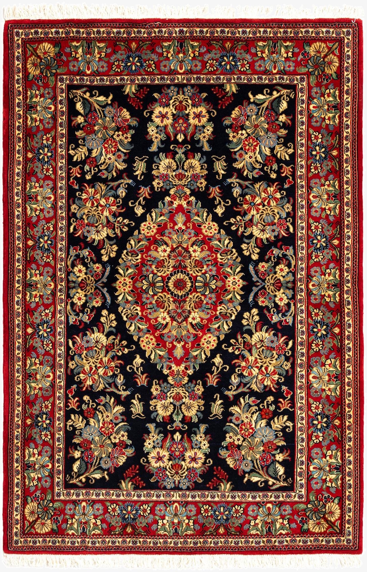 3' 6 x 5' 2  Hand Knotted Qom Persian Rug