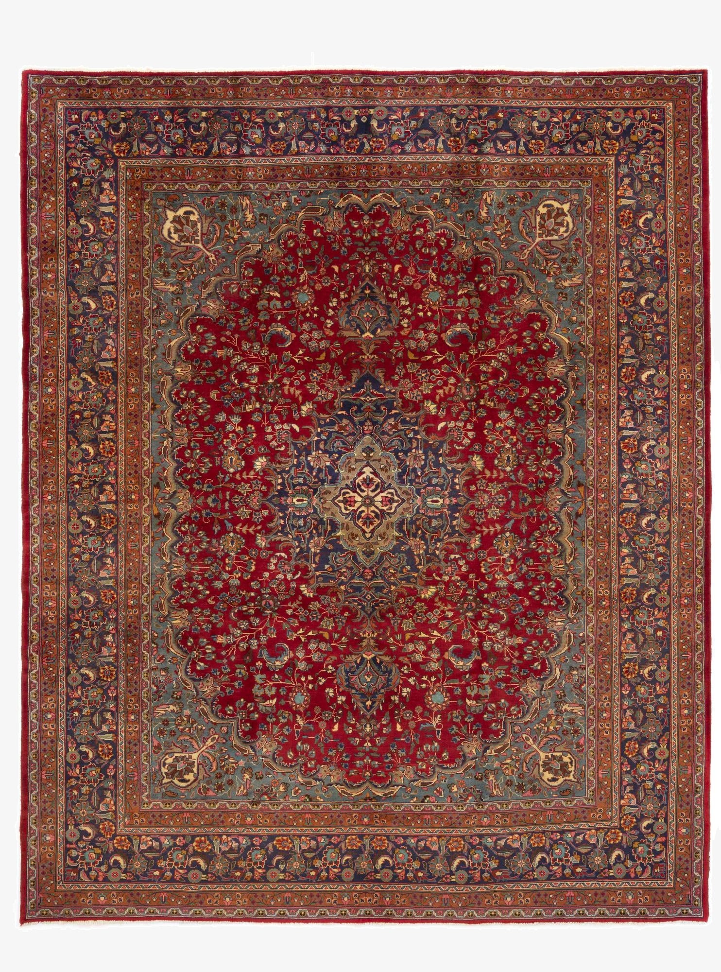 9' 9 x 12' 10  Hand Knotted Sabzevar Persian Wool Rug