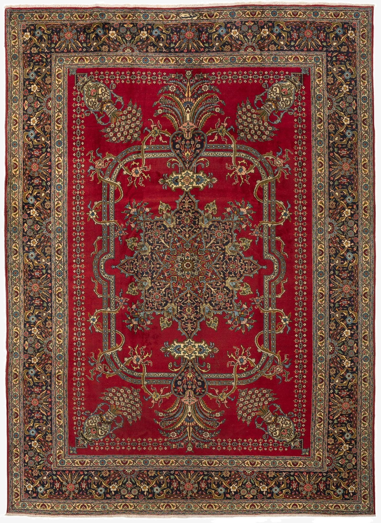 9' 6 x 12' 10  Hand Knotted Tabriz Persian Wool Rug