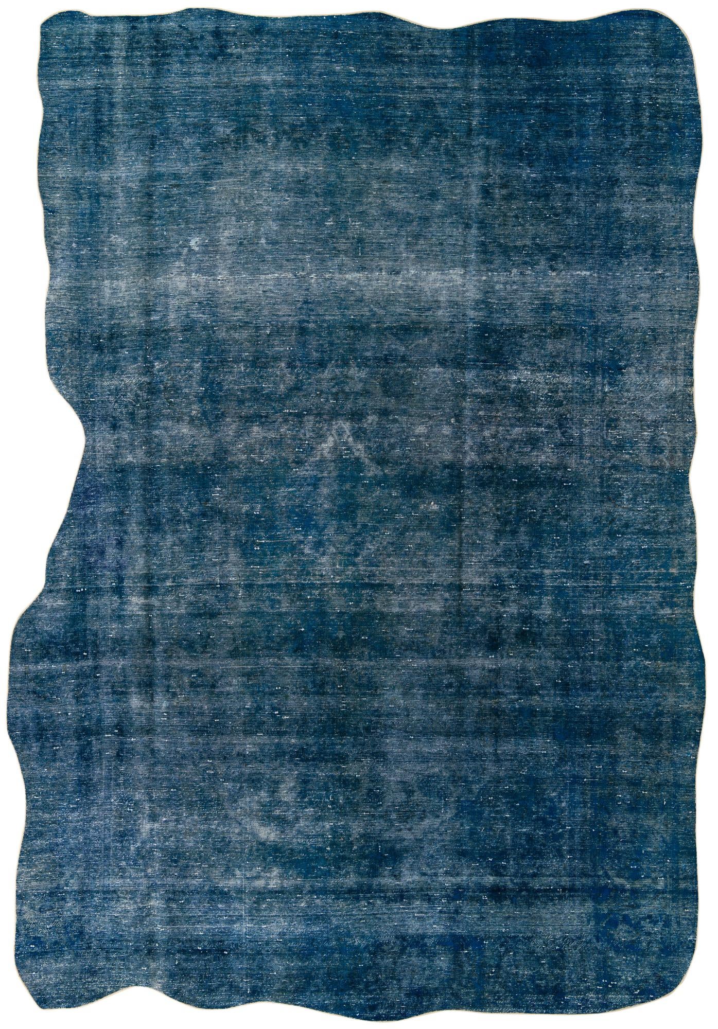 Dark Blue 8' x 12' Hand Knotted Ultra Vintage Persian Wool Rug