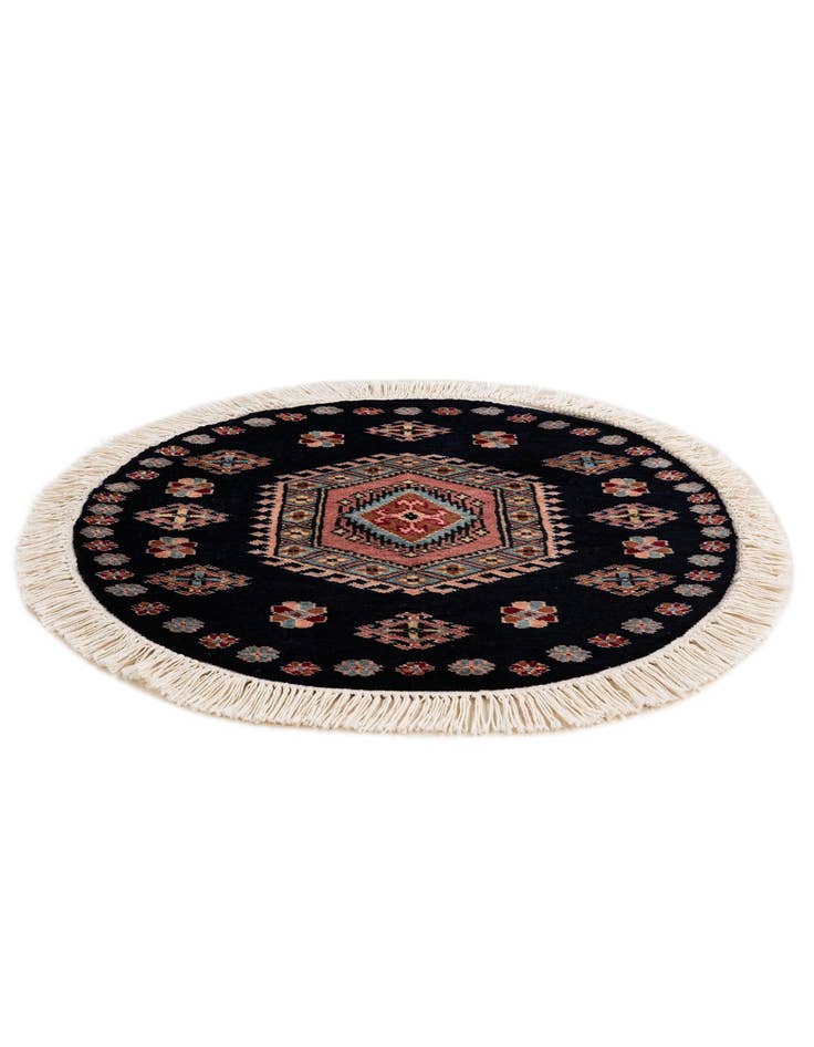 Detail image of 2' 1 x 2' 2  Hand Knotted Bokhara Oriental Wool Round Rug