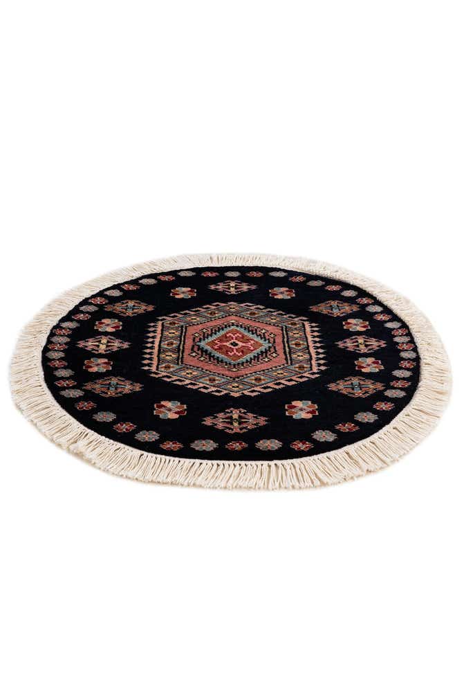 2' 1 x 2' 2 Hand Knotted Bokhara Oriental Wool Round Rug