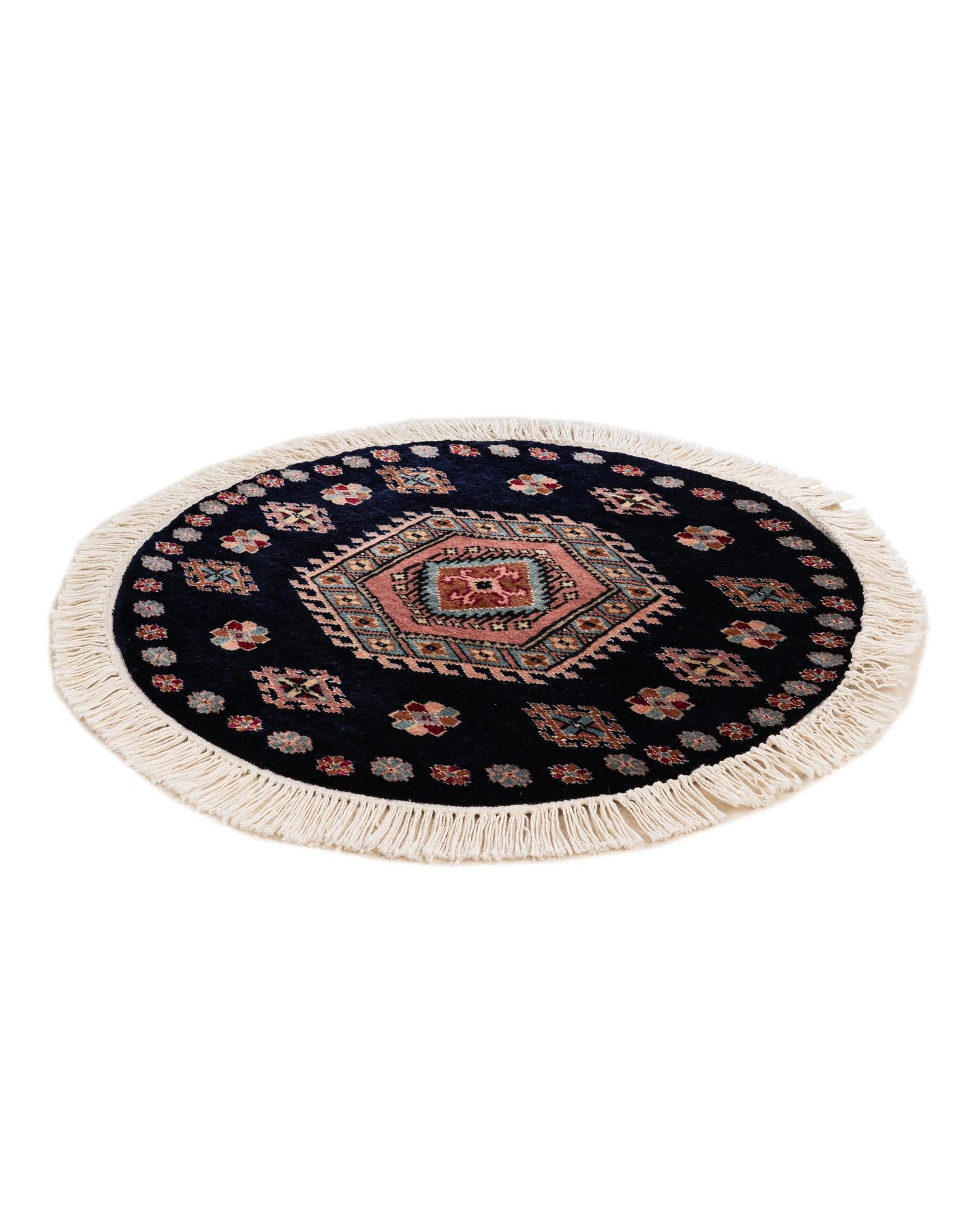 2' 1 x 2' 2 Hand Knotted Bokhara Oriental Wool Round Rug