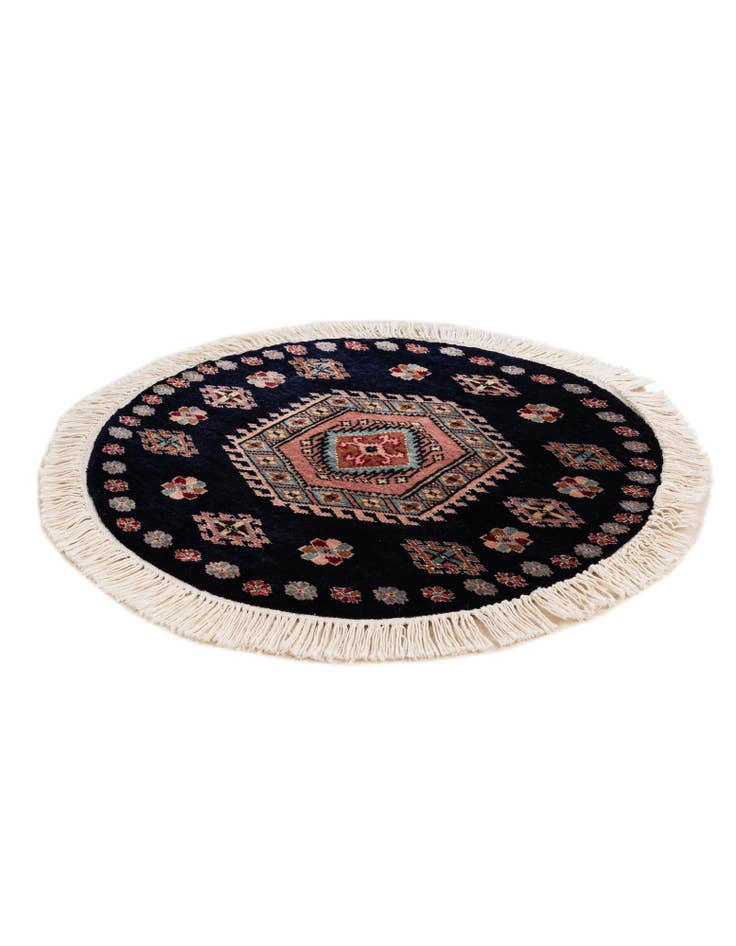 Detail image of 2' 1 x 2' 2  Hand Knotted Bokhara Oriental Wool Round Rug