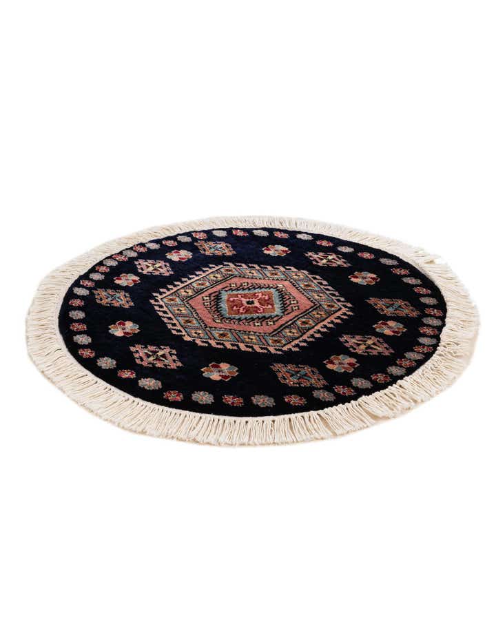 2' 1 x 2' 2 Hand Knotted Bokhara Oriental Wool Round Rug