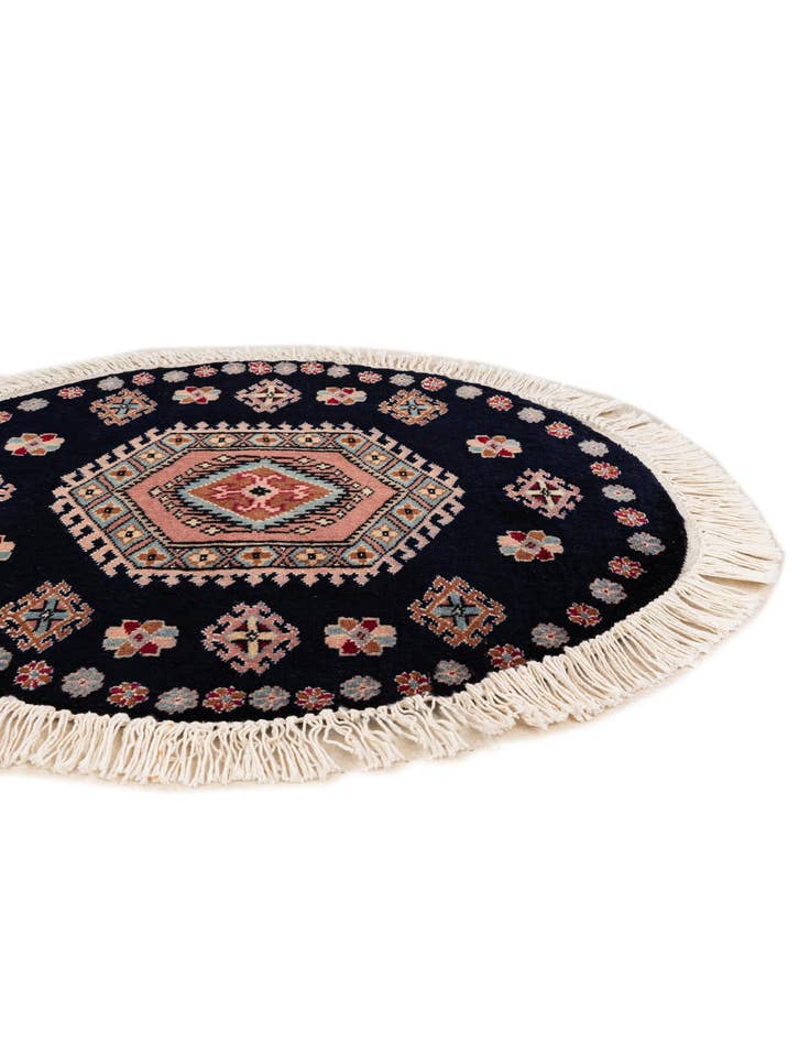 Detail image of 2' 1 x 2' 2  Hand Knotted Bokhara Oriental Wool Round Rug