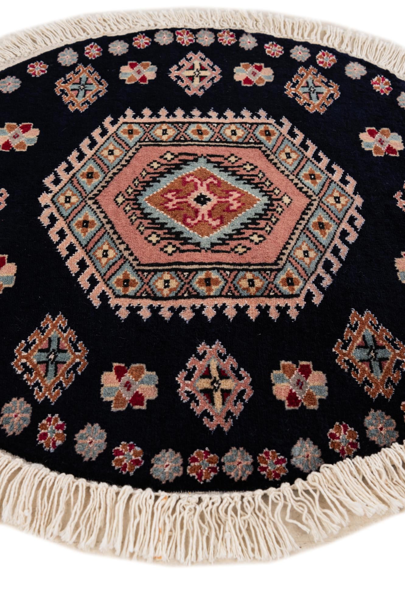 2' 1 x 2' 2 Hand Knotted Bokhara Oriental Wool Round Rug