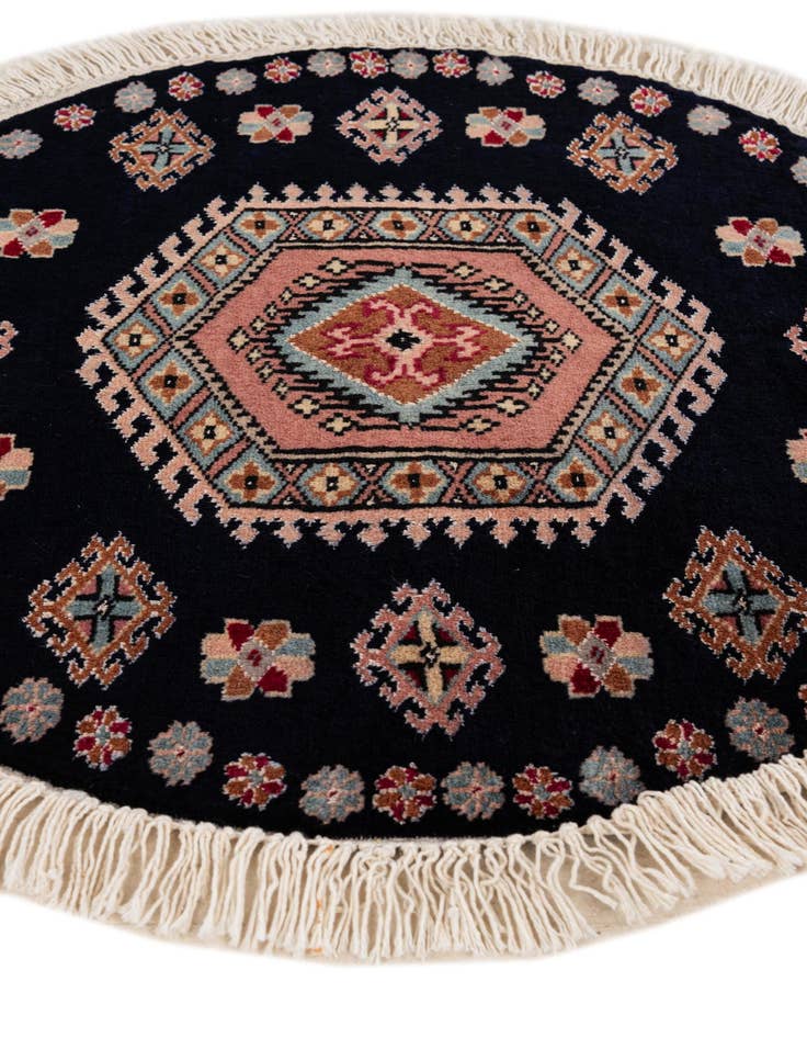Detail image of 2' 1 x 2' 2  Hand Knotted Bokhara Oriental Wool Round Rug