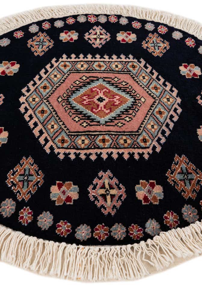 2' 1 x 2' 2 Hand Knotted Bokhara Oriental Wool Round Rug