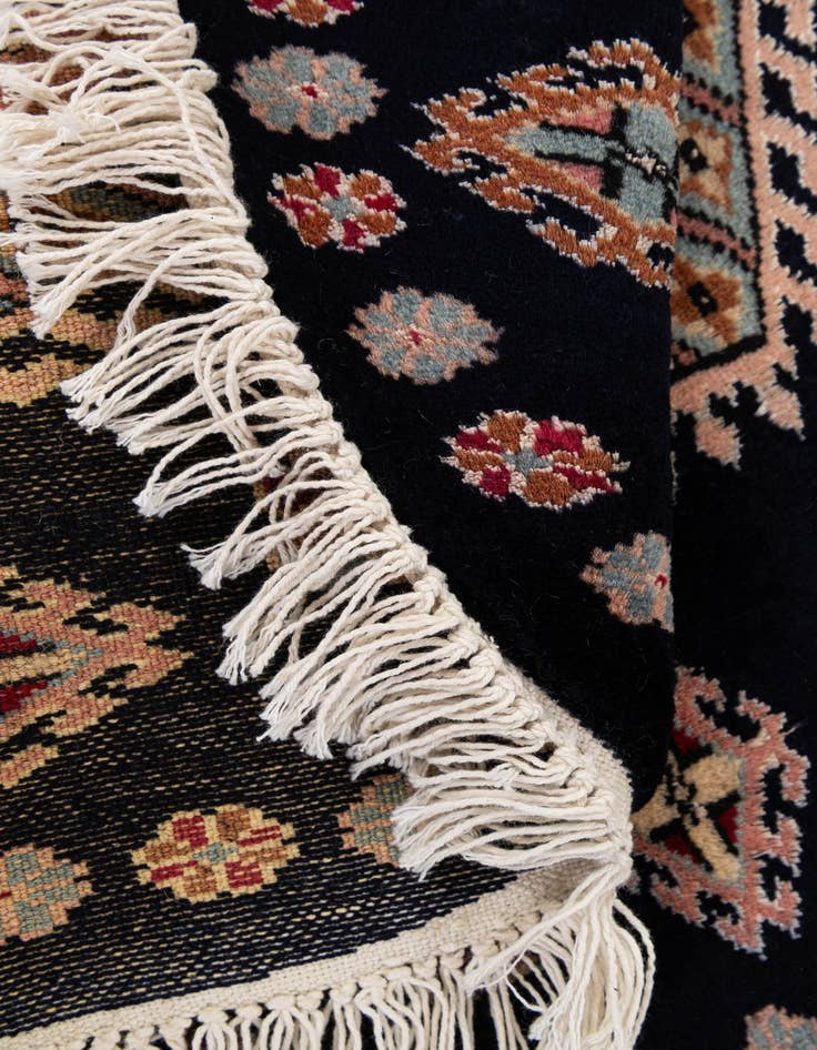 Detail image of 2' 1 x 2' 2  Hand Knotted Bokhara Oriental Wool Round Rug