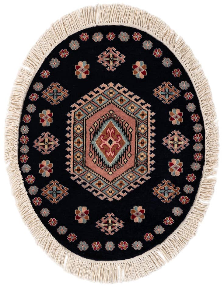 Detail image of 2' 1 x 2' 2 Hand Knotted Bokhara Oriental Wool Round Rug