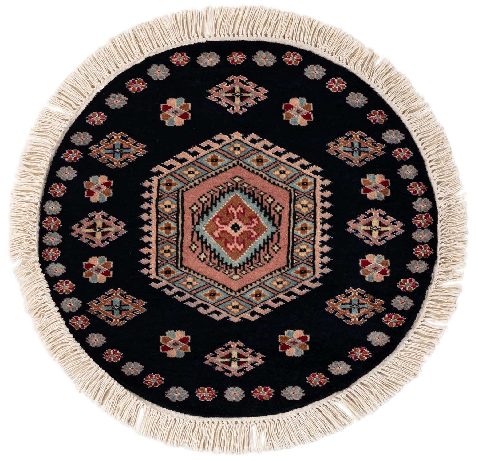 2' 1 x 2' 2 Hand Knotted Bokhara Oriental Wool Round Rug