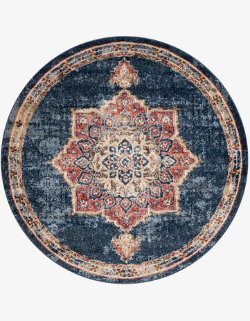 Dark Blue Eden Round Rug