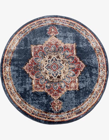 Dark Blue Eden Round Rug