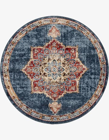 Dark Blue Eden Round Rug
