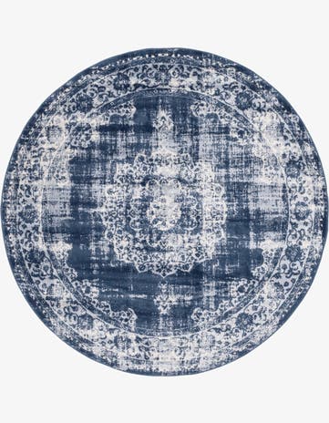 Dark Blue Estate Round Rug