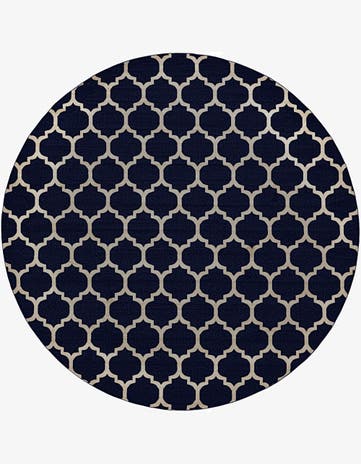 Dark Blue Lattice Round Rug