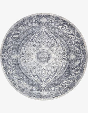 Dark Blue Villa Round Rug