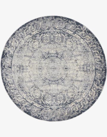 Dark Blue Villa Round Rug