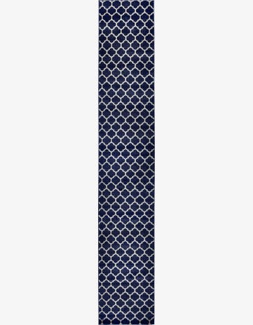 Dark Blue Lattice Runner Rug