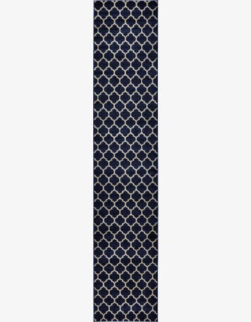 Dark Blue Lattice Runner Rug