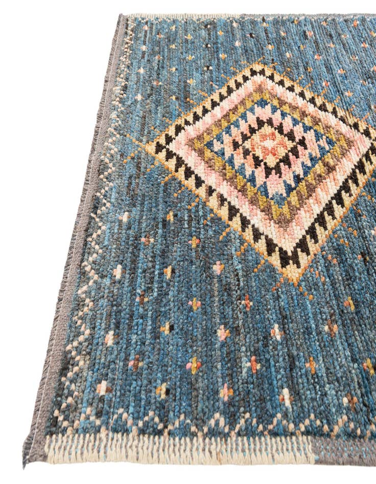 Detail image of 4' 3 x 12' 9  Hand Knotted Moroccan Wool Runner Rug