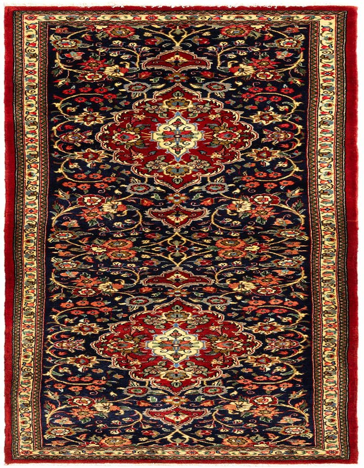 Detail image of 2' 5 x 6' 9 Hand Knotted Qom Persian Runner Rug