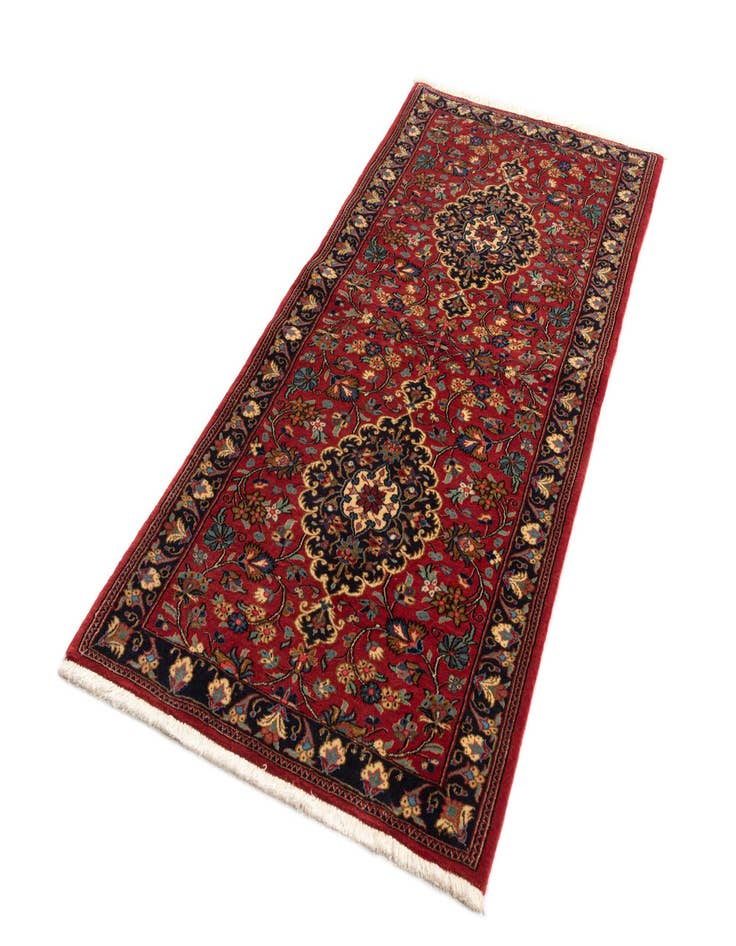 Detail image of 2' 8 x 6' 5 Hand Knotted Qom Persian Runner Rug
