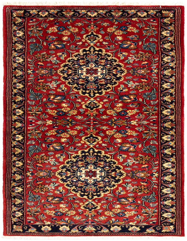 Detail image of 2' 8 x 6' 5 Hand Knotted Qom Persian Runner Rug