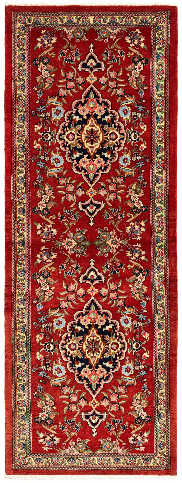 2' 7 x 7' Hand Knotted Qom Persian Runner Rug