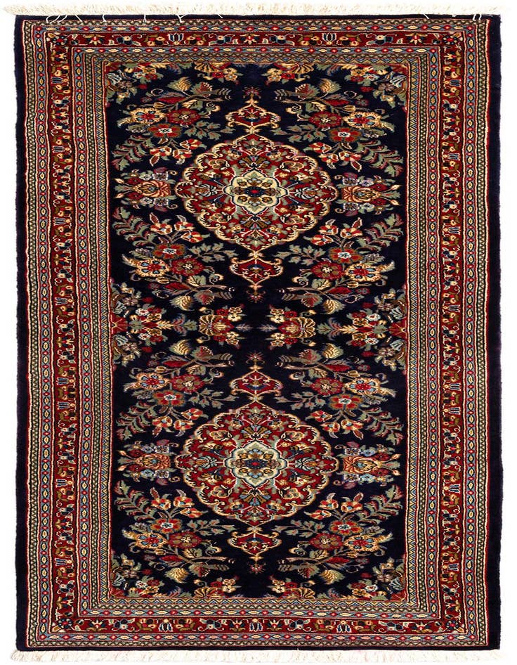 Detail image of 2' 8 x 6' 11 Hand Knotted Qom Persian Runner Rug