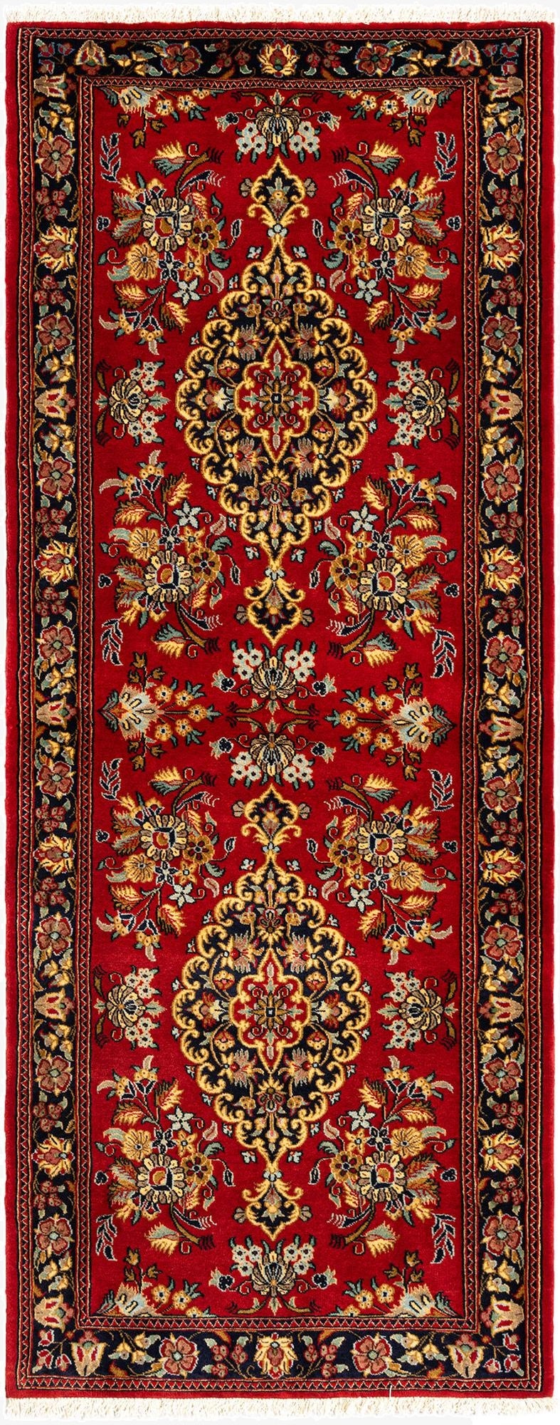 2' 8 x 6' 8  Hand Knotted Qom Persian Runner Rug